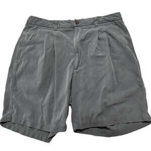 Haggar Silk Shorts Mens Size 38 Blue 7" Inseam Lightweight Pleated Casual